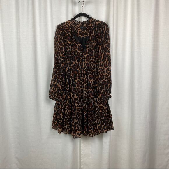 J.Crew Animal Print Tie Neck Tiered Dress Sz.M - Picture 5 of 16